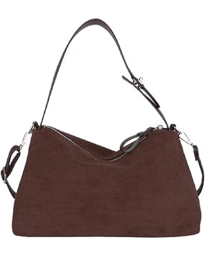 Suede Shoulder Bags For Women Crossbody Bag Suede Tote Bag Satchels Slouchy Work Purses Crescent ... | Amazon (US)