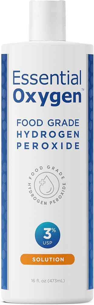 Essential Oxygen Food Grade Hydrogen Peroxide, Natural Cleaner, 3% USP, White, 16 Ounce | Amazon (US)