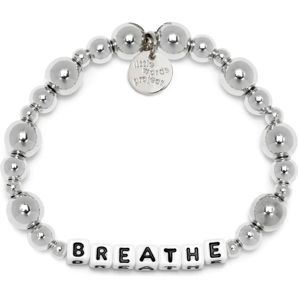 Little Words Project Breathe Beaded Stretch Bracelet in White at Nordstrom, Size Small | Nordstrom