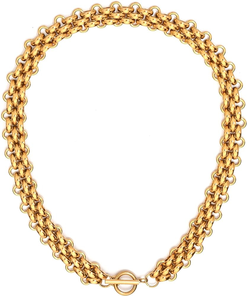 Chunky Necklaces for Women Trendy, Stainless Steel Chain Link Thick Necklaces Classic Statement T... | Amazon (US)