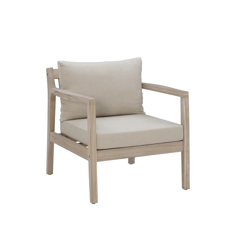 Amina Outdoor Solid Wood Acacia Chair with Cushions (Set of 2) | Wayfair North America