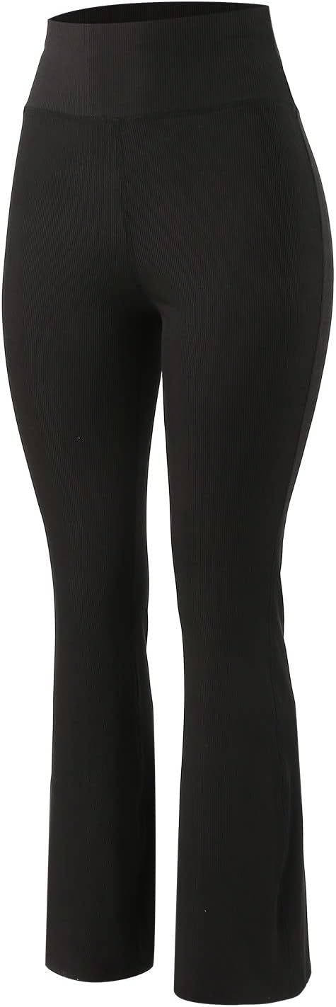 XIAOBU Bootcut Leggings Women's High Waist Elastic Slim Flare Yoga Pants Solid Ribbed Seamless Sp... | Amazon (US)