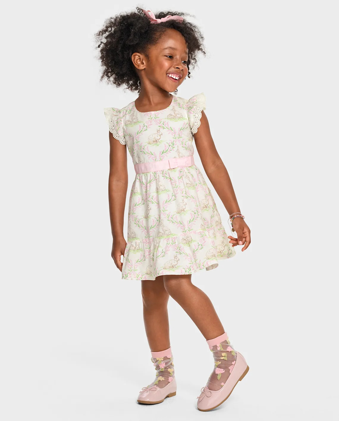 Toddler Girls Bunny Ruffle Dress - white | The Children's Place