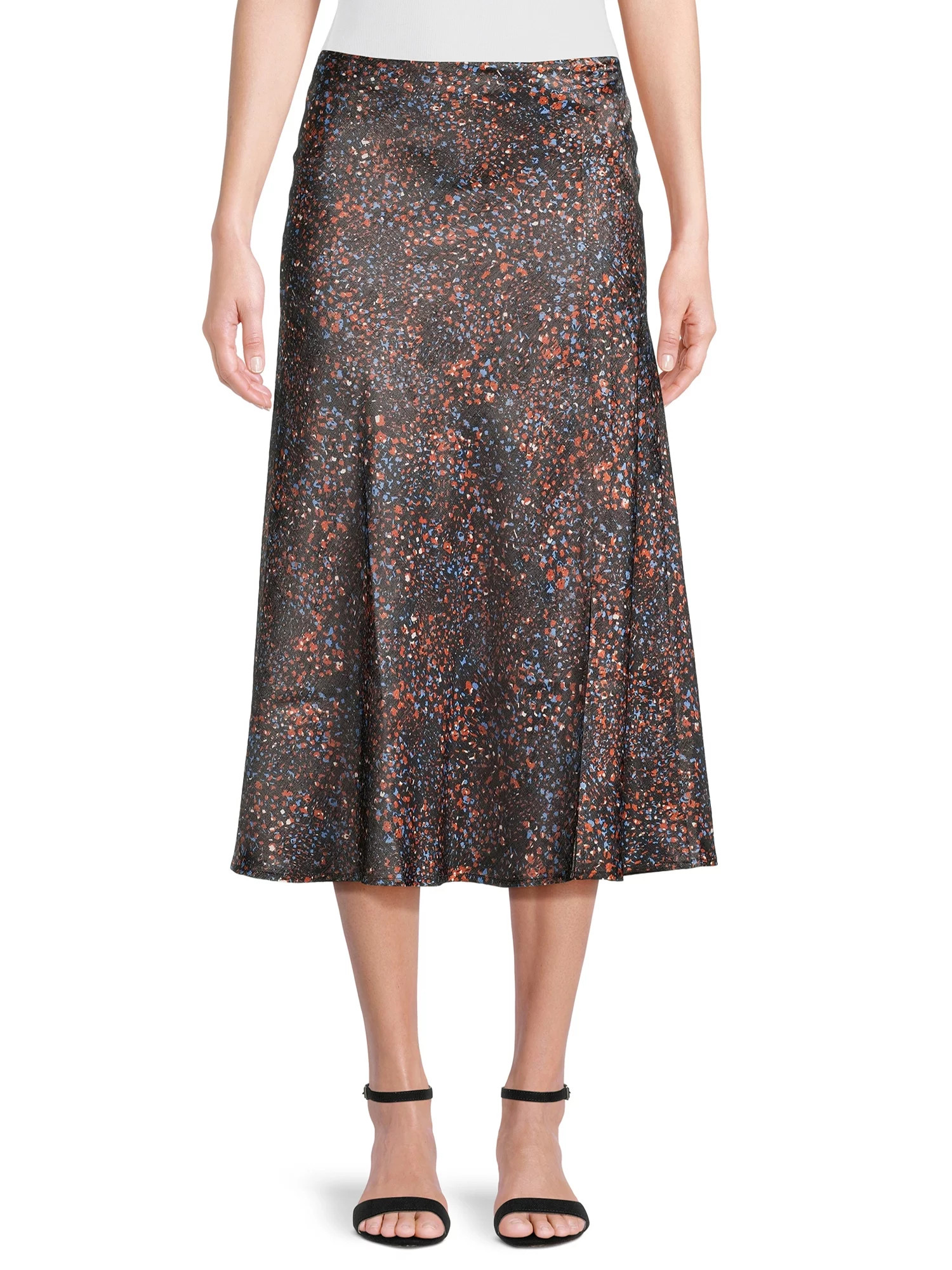 Time and Tru Women's Satin Midi Skirt with Side Slit, Sizes XS-XXXL | Walmart (US)