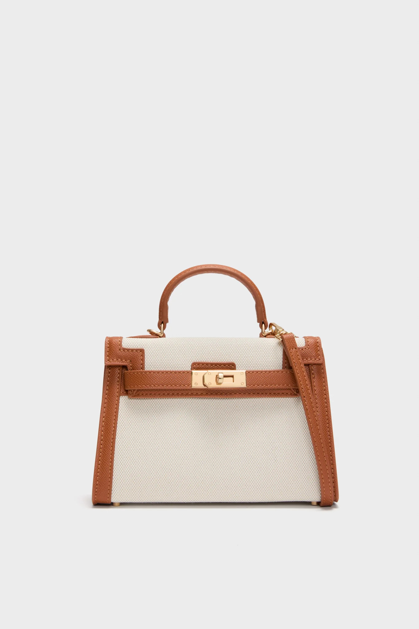 Natural Linen and Tan Hariette Handle Bag | Tuckernuck (US)