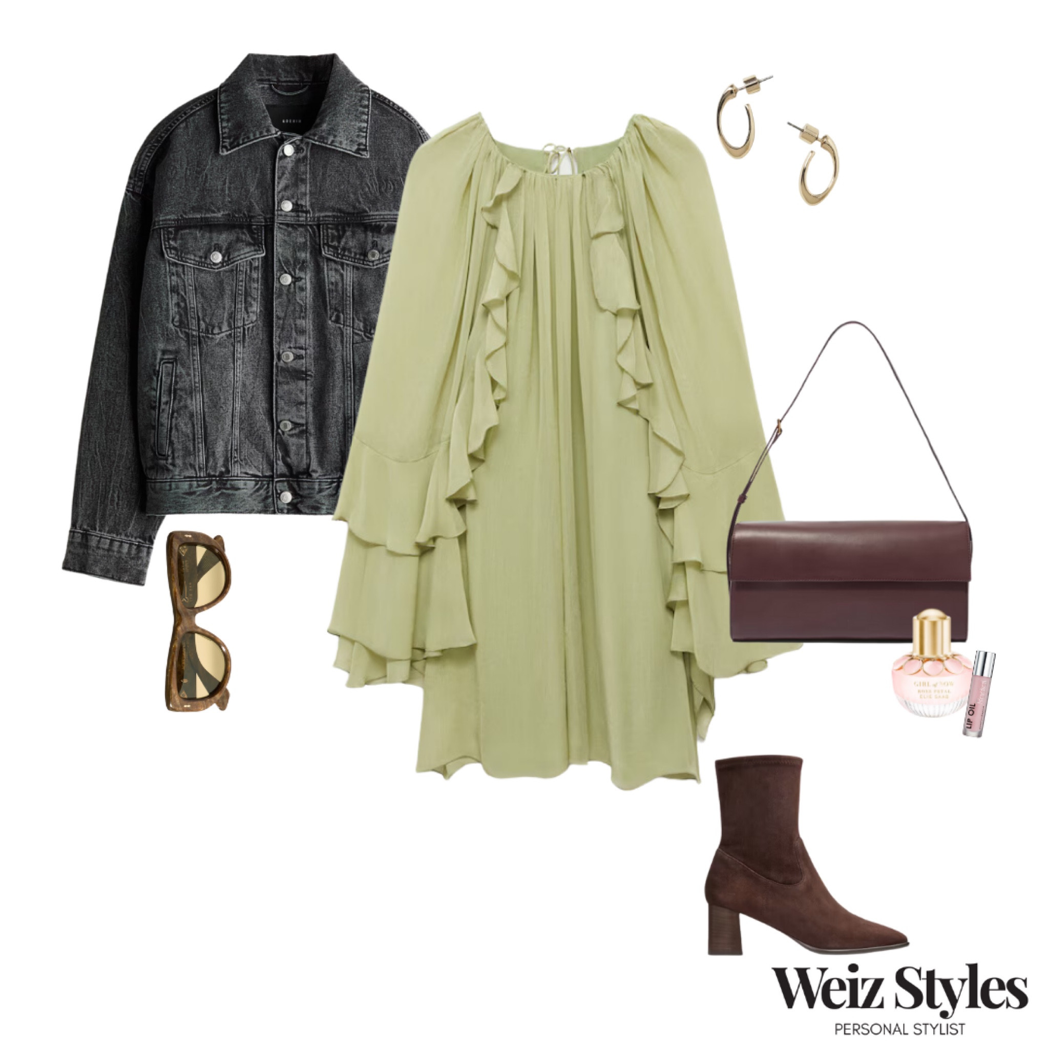 It’s always nice to be able to pop a lovely dress on and head out knowing you look fab 💚 this combination is the perfect mix of smart and casual, so you’ll be ready for any occasion! ✨

Head to www.weizstyles.com to find out how I can help you on your style journey 💃🏻

Louise x

Personal stylist, styling, ootd, neutral aesthetic, London, Weiz styles, shopping, outfit of the day, uk, confident, handbag, bag, perfume, fragrance, lipstick, lip, elevate you style, feel good, flat lay, shopping, high street, designer, ltk, high street, designer, frills, dress, frilly, ruffles, green, tulle, sheer, mini dress, brown, boots, sunglasses, mango, H&M, gold earrings, denim jacket, black, brown, cool, boho, feminine, elevated, chic, fun, effortless, trendy, trendy, sophisticated, elegant, fabulous, smart casual style, lipgloss, lippy, womenswear

#LTKuk #LTKstyletip #LTKautumn