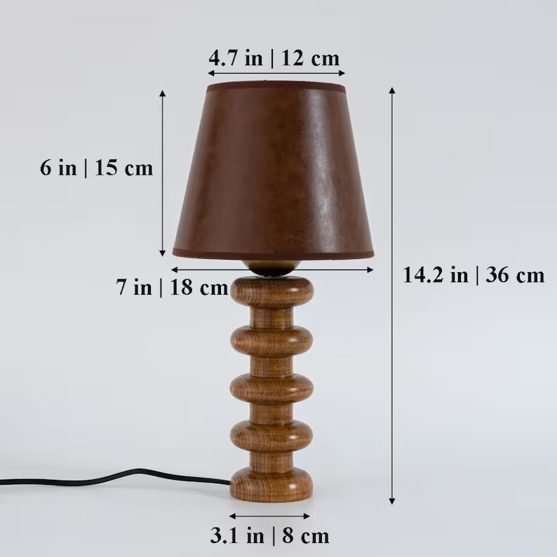 Wooden Table Lamp, Small Walnut Wood Table Lamp, Vintage Minimalist Table Lamp, Modern Farmhouse ... | Etsy (US)
