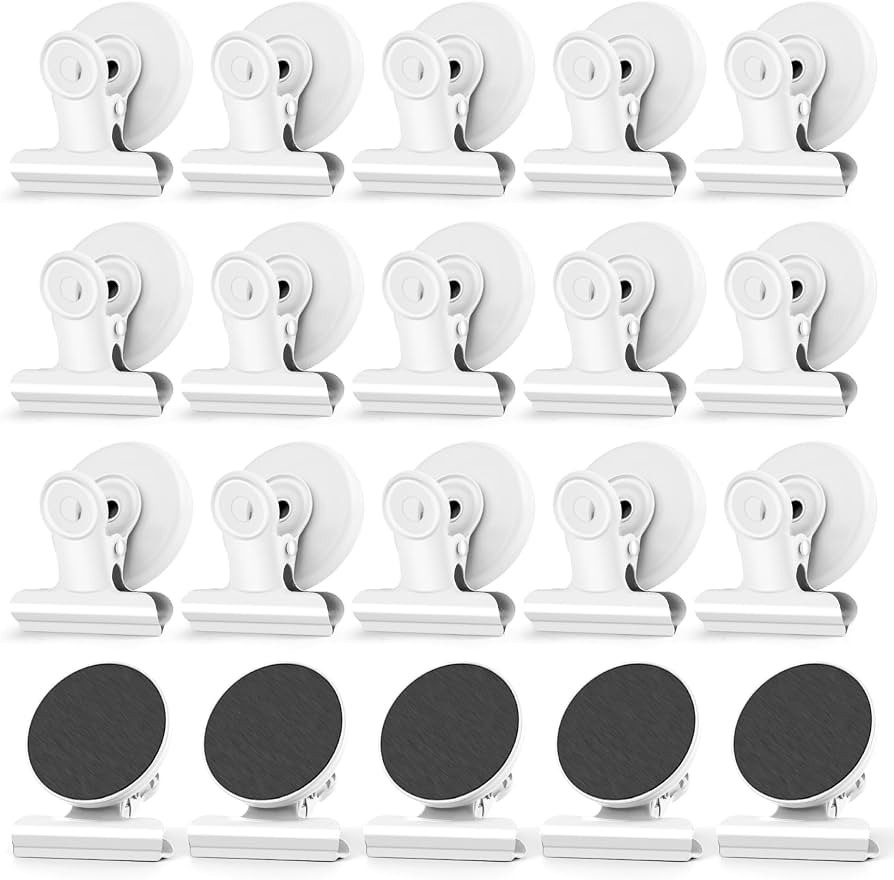 20 Pack Refrigerator Magnets, White Magnetic Clips Whiteboard Magnets, Magnet Clips Heavy Duty Fr... | Amazon (US)