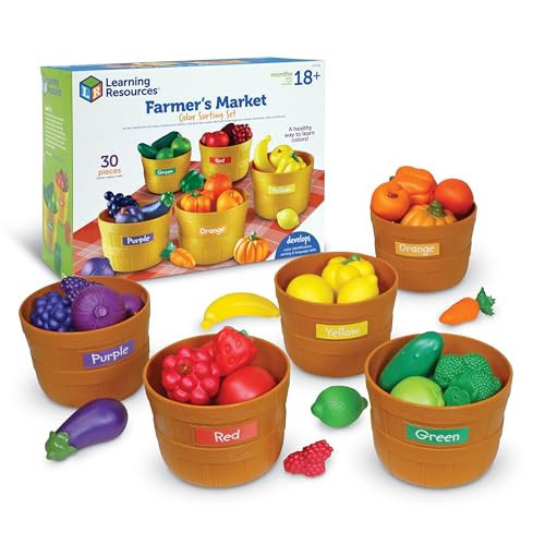 Learning Resources Farmer's Market Color Sorting Set - Play Food for Kids, Toddler Stacking Toys, Grocery and Kitchen Play Toys , Montessori, Fine Motor Skills , Gifts for Boys And Girls | Amazon (US)