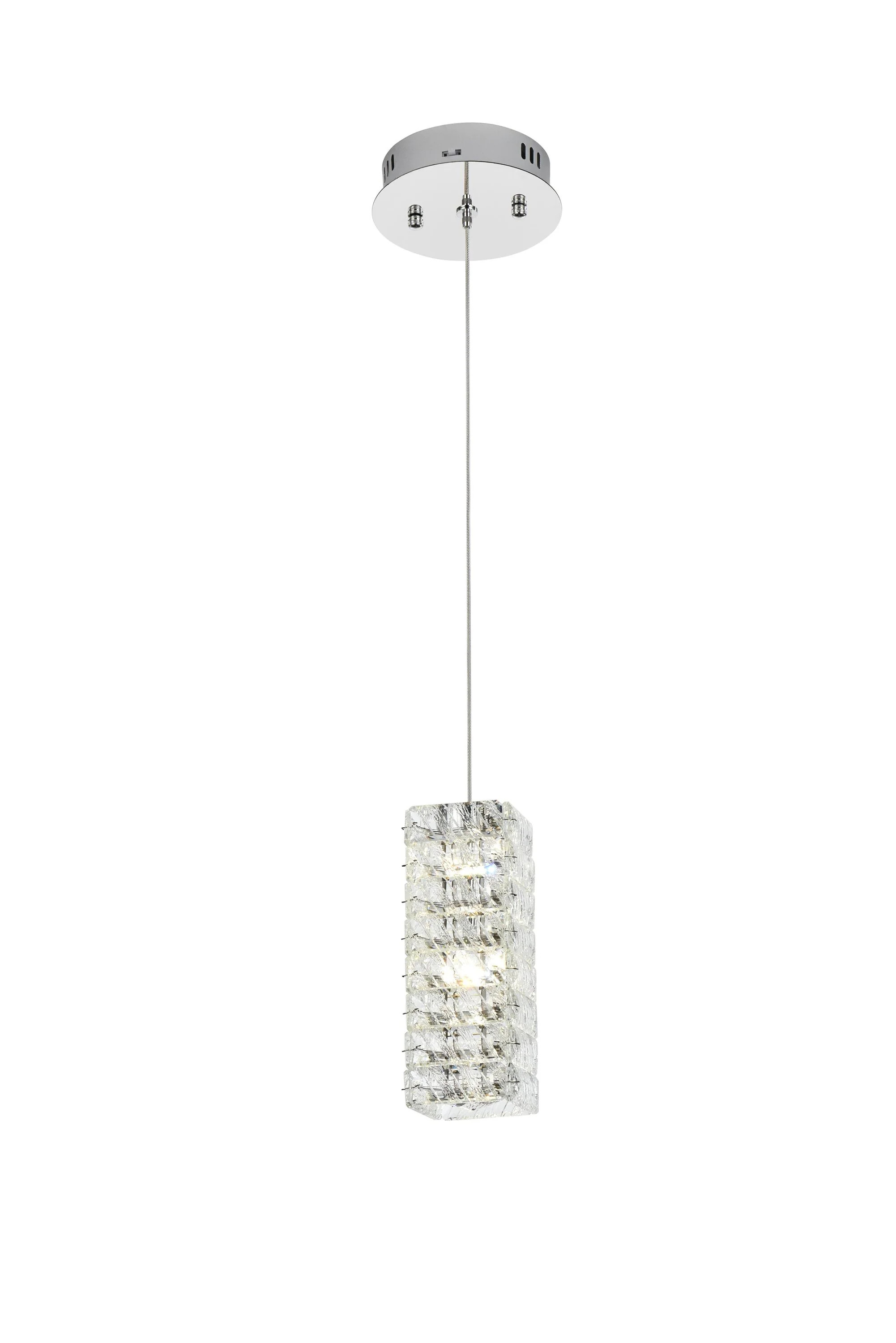 Elegant Decor Home Furnishing 1 -Light Chrome Modern/contemporary Crystal Rectangle LED Mini Hanging Pendant Light one_size | HF11040D3C | Lowe's