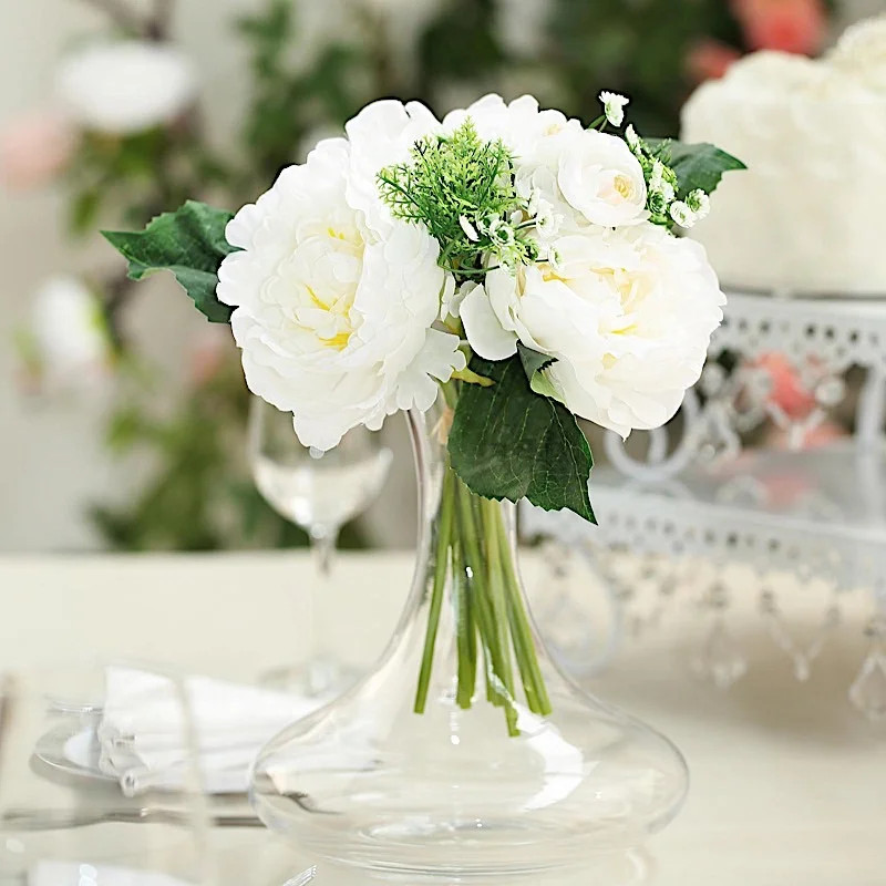 BalsaCircle 12 in tall White Silk Artificial Peony Flowers Bouquet - Party Wedding Arrangements C... | Walmart (US)