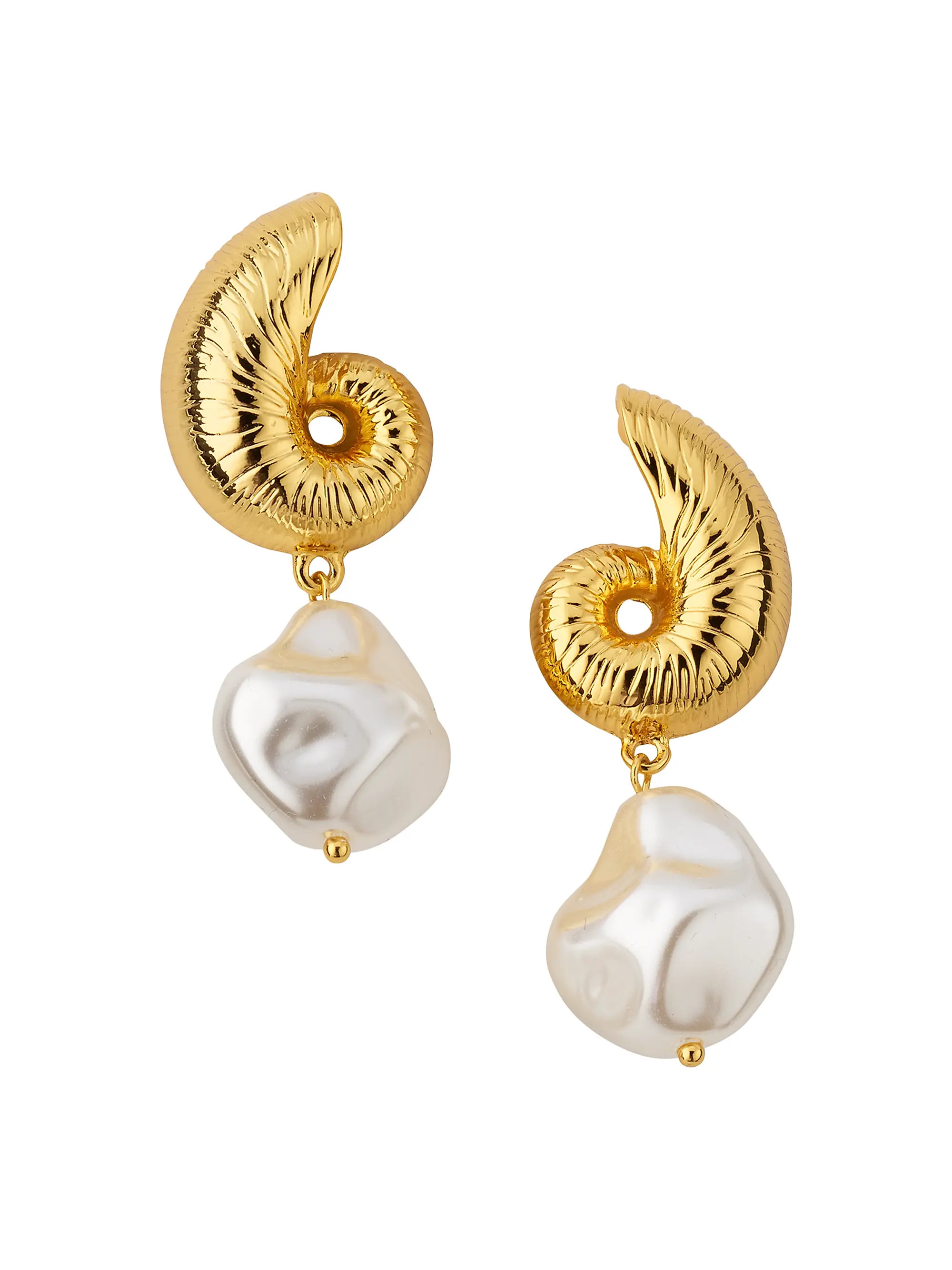 Seashell Pearly Goldtone & Imitation Pearl Drop Earrings | Saks Fifth Avenue
