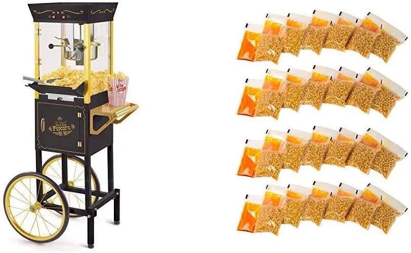 Nostalgia CCP510BK Vintage Popcorn 8-Ounce Cart with 24 4-Ounce Premium Popcorn, Oil & Seasonings... | Walmart (US)