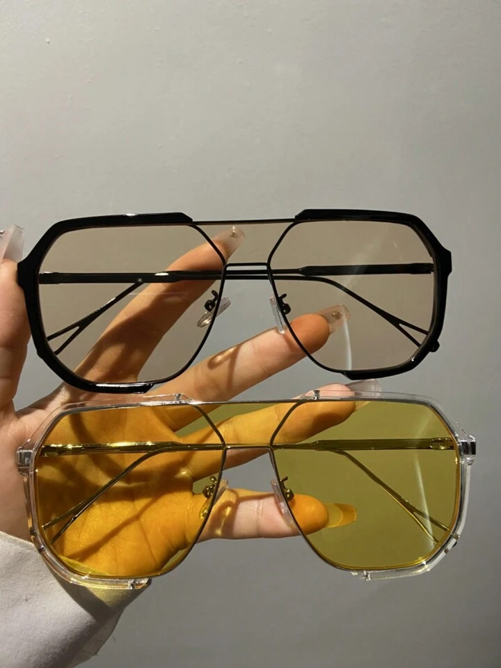 New Vintage Fashion Double Beam Pilot Sunglasses, Men And Women, Trendy Concave-Shaped Glasses, V... | SHEIN