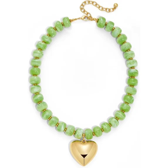 SUETOR Gold Heart Pendant Necklaces for Women Colorful Acrylic Resin Beaded Choker Necklace Fashi... | Walmart (US)