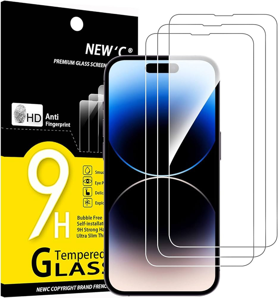NEW'C 3 Pack Designed for iPhone 14 Pro (6.1") Screen Protector Tempered Glass, Case Friendly Ant... | Amazon (US)