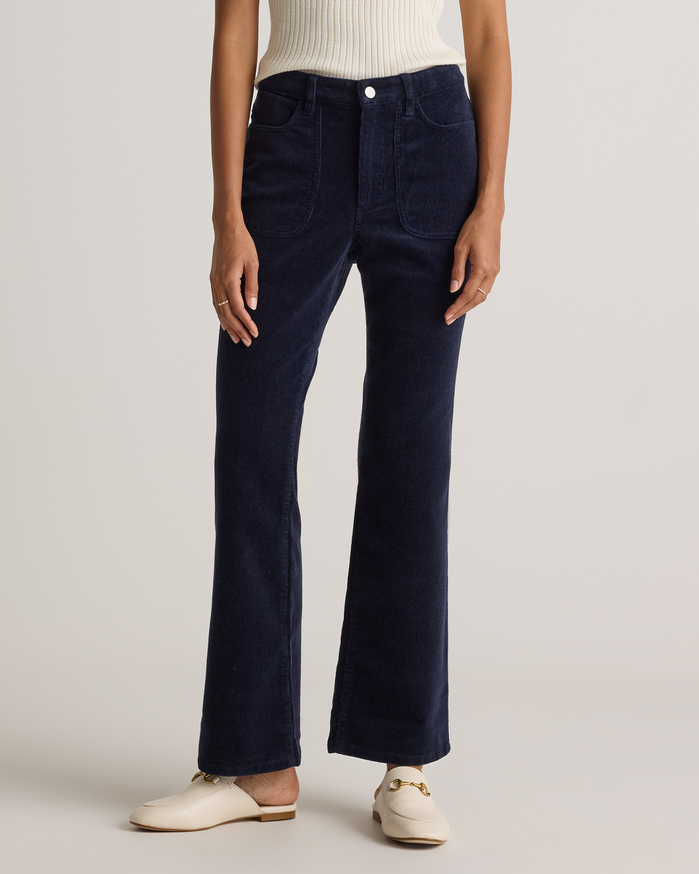 Quince | Women's Organic Stretch Corduroy Flare Pants in Warm Brown, Size 12, Organic Cotton | Quince