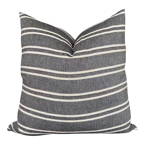 Chiangmai Native Cotton Charcoal Stripe Pillow Cover // Gray | Etsy Canada | Etsy (CAD)