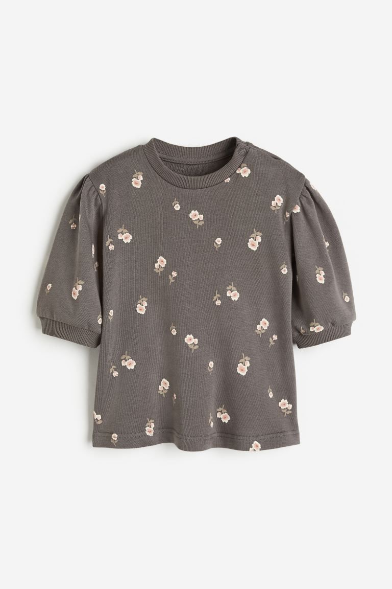 Patterned Sweatshirt Dress - Dark gray/floral - Kids | H&M US | H&M (US + CA)