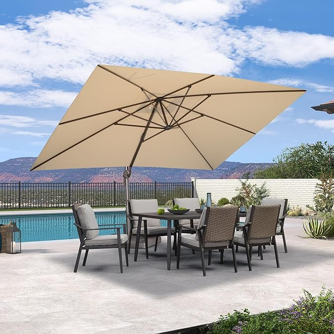 PURPLE LEAF 10' X 13' Patio Cantilever Umbrella Rectangle Umbrella Outdoor with Aluminum Offset H... | Amazon (US)