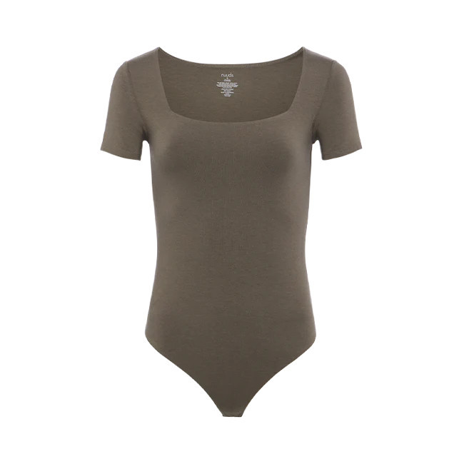 Short Sleeve Square Neck Bodysuit | Nuuds US