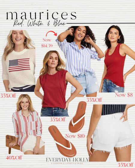 maurices memorial day weekend sale! 35 to 70% of most everything! Items as low as $8! I have all of these pieces on order!
Patriotic Outfits perfect for Memorial Day weekend, Fourth of July! 🇺🇸 
I ordered the smallest size in everything! 


#LTKFindsUnder50 #LTKSaleAlert #LTKSeasonal