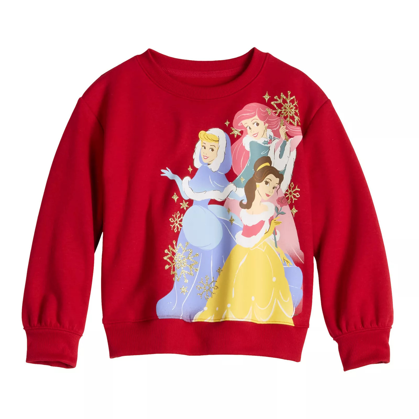 Girls 4-12 Disney's Core Fleece Crewneck Sweatshirt, Girl's, Holiday Princess | Kohl's