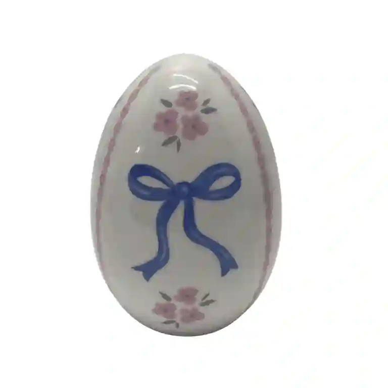 Ceramic Ribbon Bow Easter Egg Decoration, Blue and White, 4.5", | Walmart (US)
