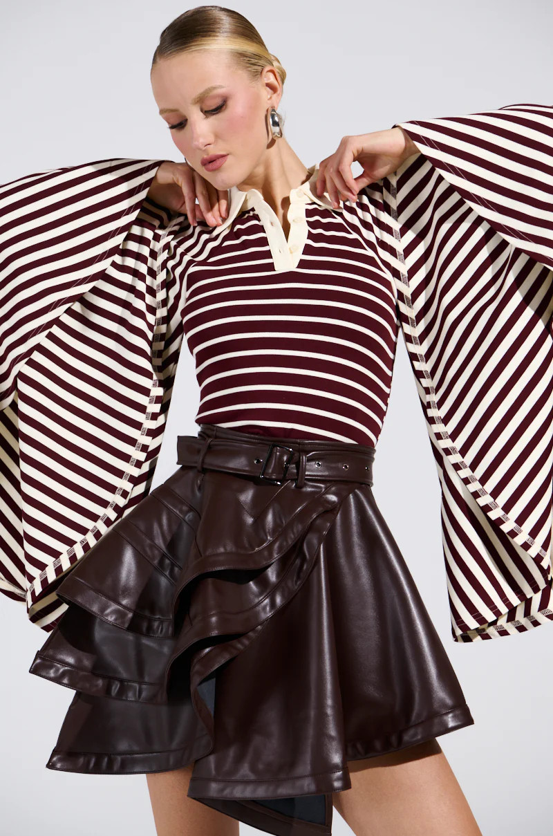 ALMA STRIPE COLLARED BODYSUIT | AKIRA