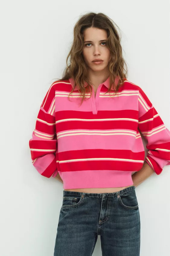 STRIPED POLO SWEATER | Zara Canada