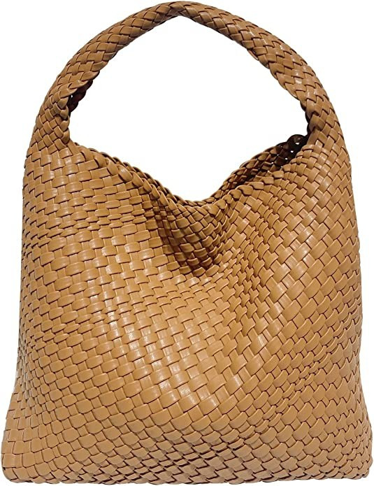 Amazon.com: Women Vegan Leather Hand-Woven Tote Handbag Fashion Shoulder Top-handle Bag All-Match... | Amazon (US)