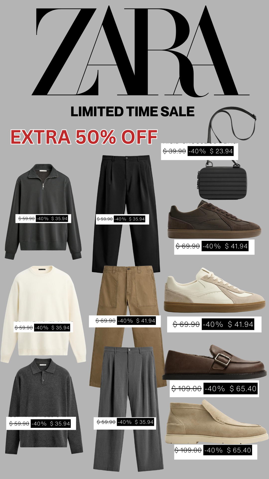 ZARA just dropped a LIMITED TIME SALE and this is easily one of the best ones I’ve seen 👀
You can stack discounts for up to 50% OFF, so I rounded up the best pieces to upgrade your wardrobe for spring/summer.
If you’ve been waiting to refresh your essentials — this is the time before everything sells out.

Hashtags:
#zara #zarasale #mensfashion #menswear #mensstyle #affordablefashion #springstyle #summerstyle #outfitinspo #mensoutfits #minimalstyle #quietluxury #oldmoneystyle #mensessentials #styleinspo #ltk #ltkstyle #ltkunder100 #ltksale #fashiondeals 

 #LTKdayinmylife #LTKgrwm #LTKMens