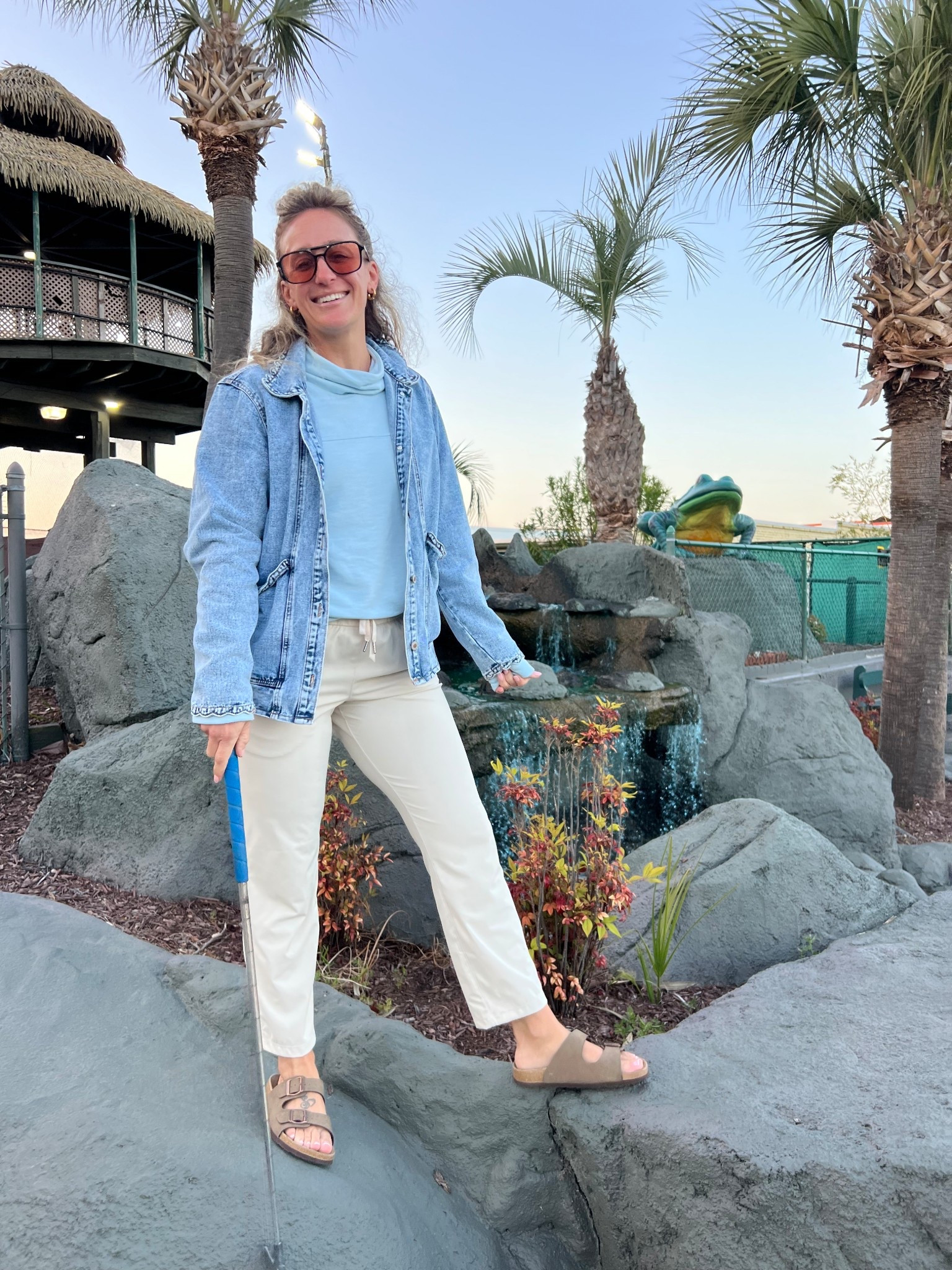 Mini golf in the MOST COMFORTABLE & soft everyday pant. They’re easily styled classy or comfy!
.
.
5’3 145lbs
Pant: order tts! I’m wearing a medium
Jacket: AMAZING fit & I get so many compliments on the details of this! Size: medium
Sweater shirt: no longer in stock from Vineyard vines. I linked a Terry cloth similar fit. I wear size medium
Dupe Birks: but feel like the real things!size 8: tts
.
.
Everyday golf pants outfit ootd casual joggers style spring summer soft tan brown denim jeans  


#LTKmomlife #LTKMidsize #LTKootd