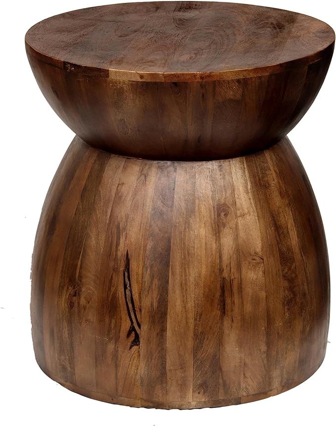 HLC Handmade Mango Wooden Double Shape Drum Coffee Table, Unique Shape Coffee Table, (21'' x 21''... | Amazon (US)