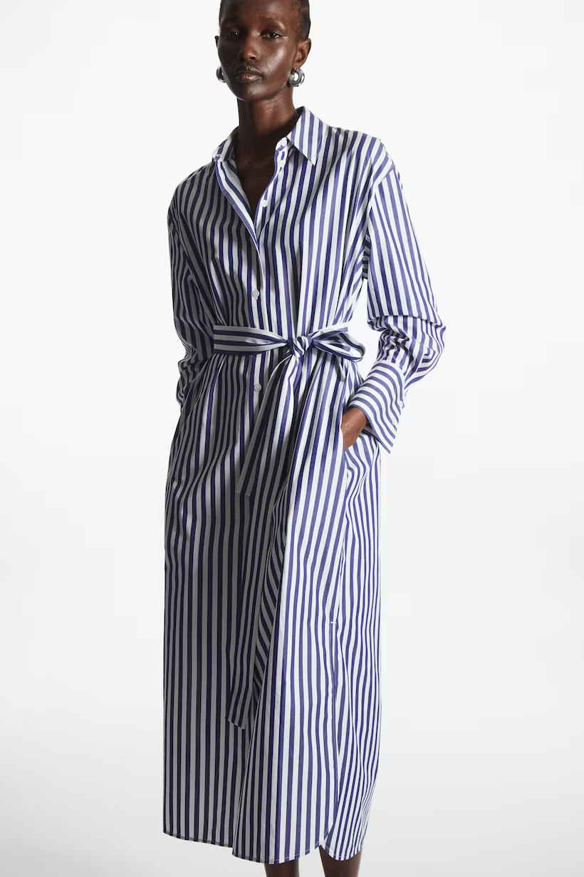 BELTED STRIPED MIDI SHIRT DRESS | COS (AU)