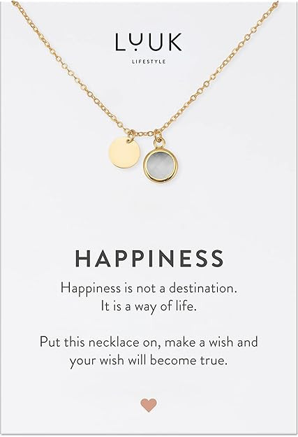 LUUK LIFESTYLE Stainless steel necklaces with colored glass crystal pendant, HAPPINESS card, wome... | Amazon (US)
