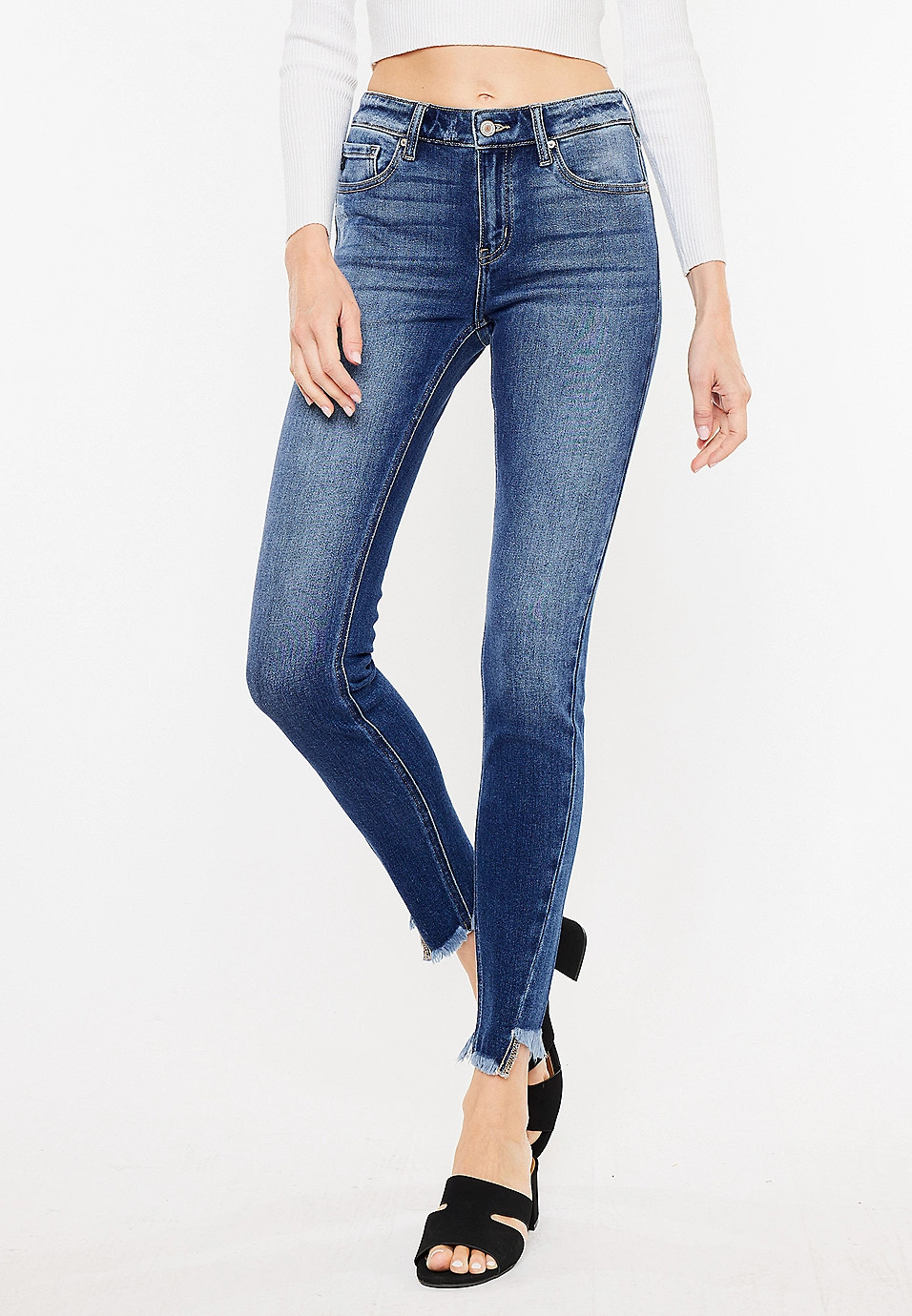 KanCan™ Skinny Mid Rise Frayed Hem Jean | Maurices
