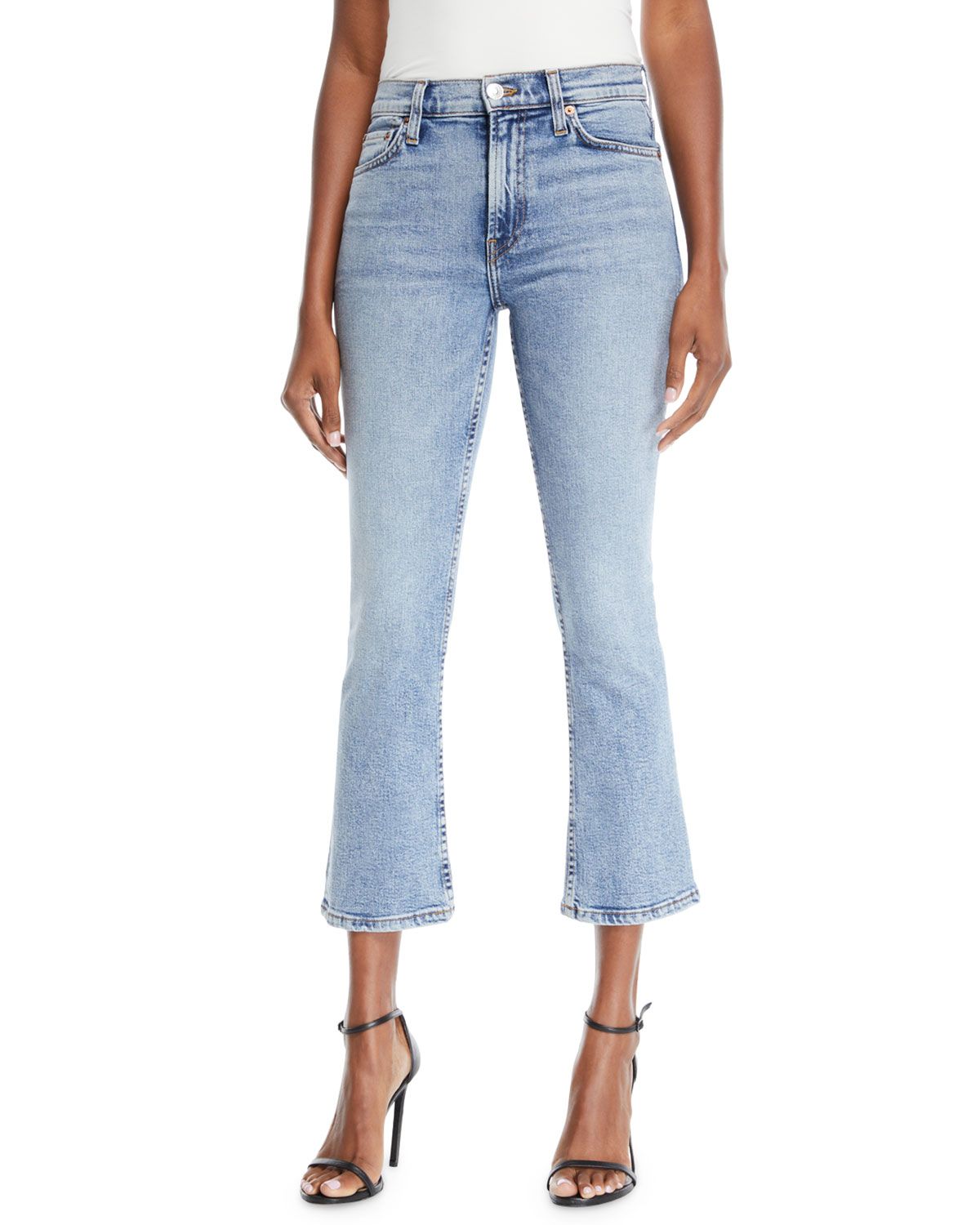 Mid-Rise Cropped Kick Flare Stretch Jeans | Bergdorf Goodman