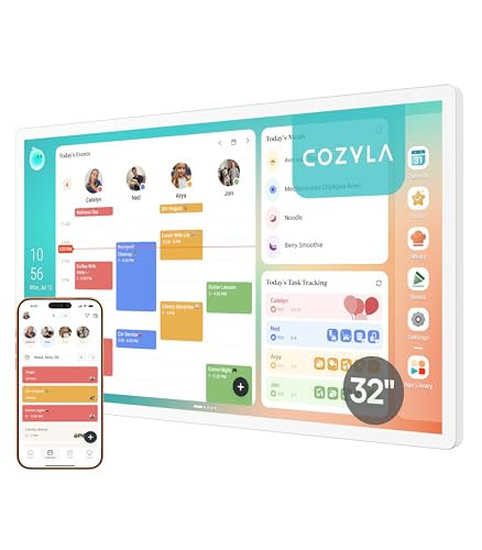 Cozyla Calendar Plus 2: 32" Smart Digital Calendar Wall Touch Screen & No Subscription Family Dashboard, Electronic Display for Family System- Chore Chart, Meal Planner, Support App Store Wall Mount | Amazon (US)