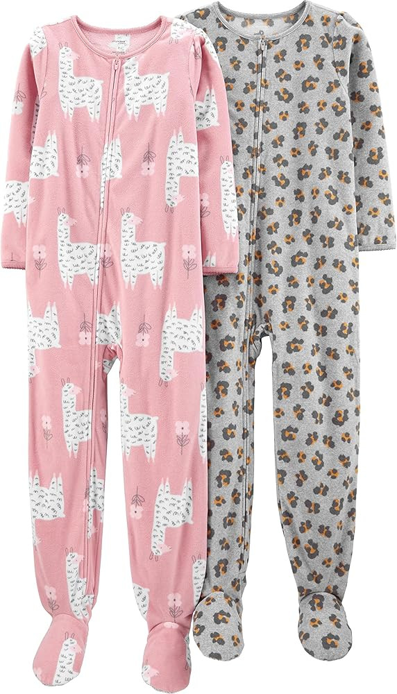 Simple Joys by Carter's Girls' 2-Pack Loose-fit Fleece Footed Pajamas | Amazon (US)