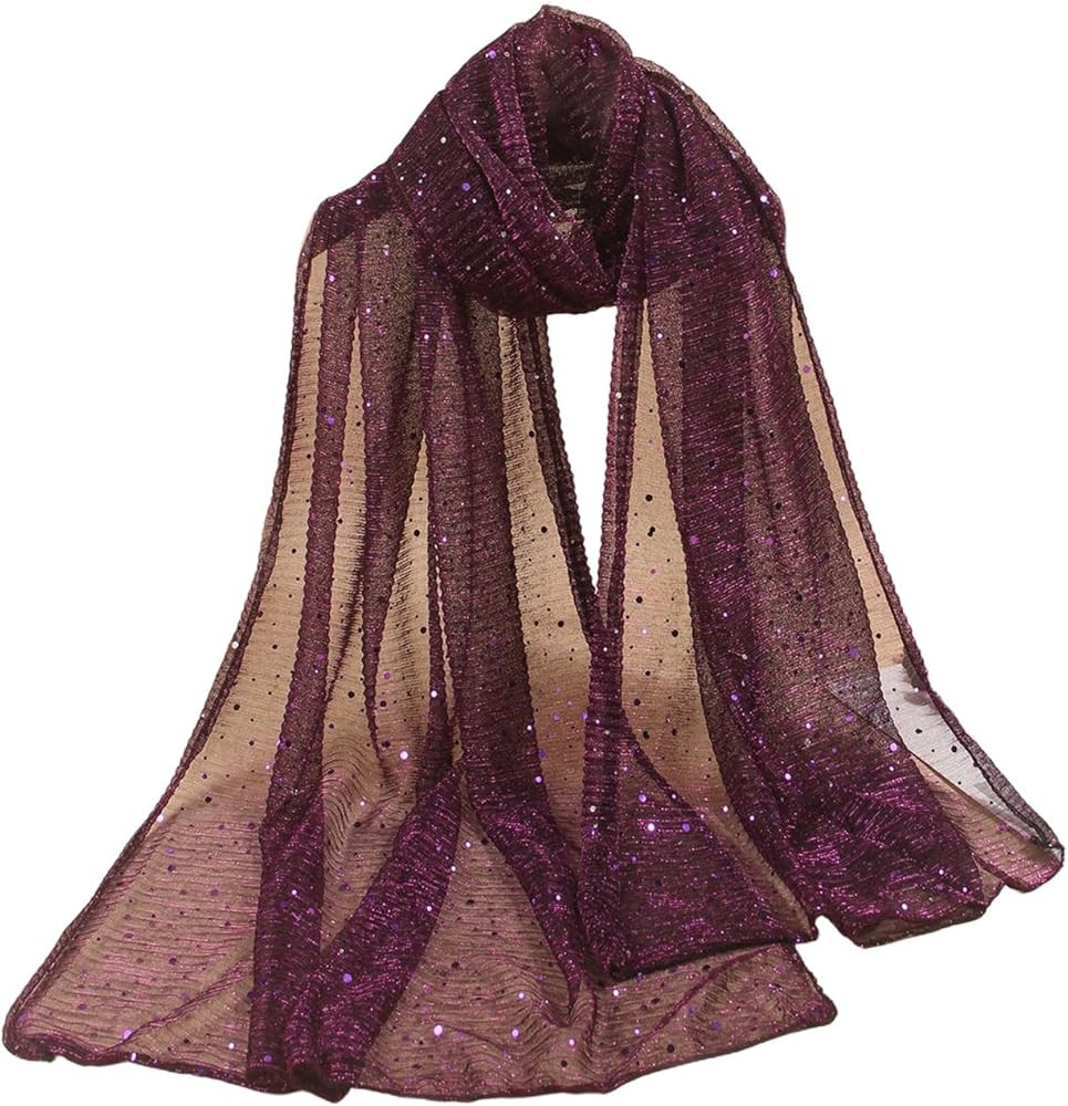 Floerns Women's Sequin Bandana Square Scarf Silk Scarves Mesh Shawl and Wrap for Evening Dresses | Amazon (US)