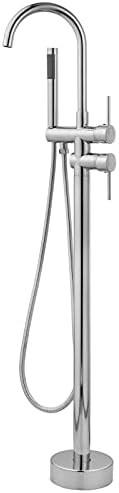 Freestanding Bathtub Faucet with Hand Held Shower Spray Polish Chrome Tub Filler Floor Mount High... | Amazon (US)