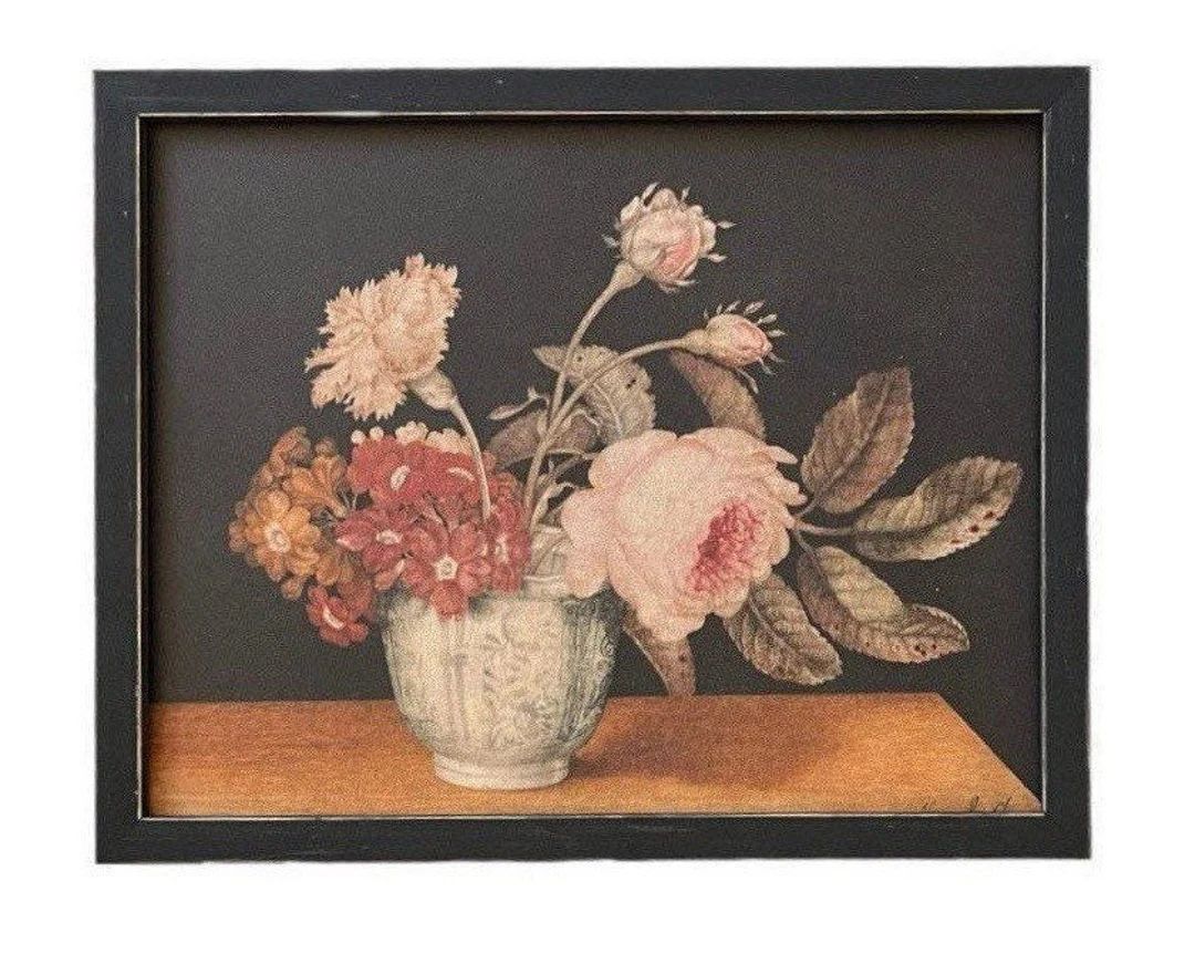 Vintage Framed Canvas Art  // Framed Vintage Print // Vintage Painting // Floral Still Life Print... | Etsy (US)