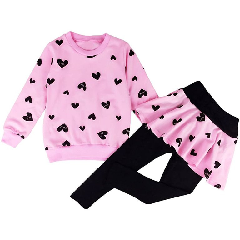 FEDPOP Girl Clothes Outfit Set Sweatshirt Top & Long Pantskirts Sets Size 8 - Walmart.com | Walmart (US)