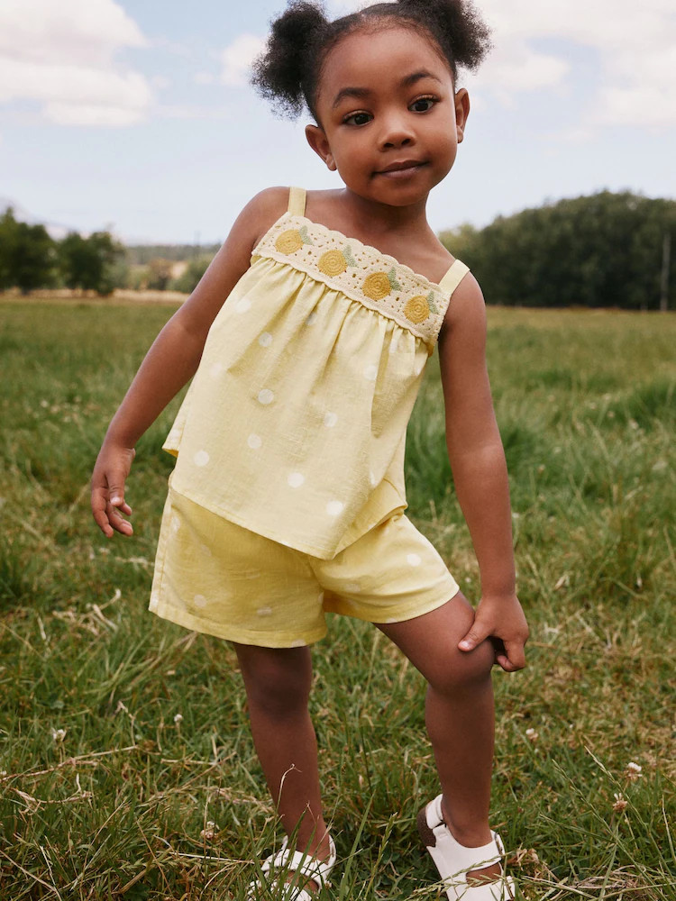 Lemon Yellow Spot Crochet Top And Short Set (3mths-7yrs) | Next US