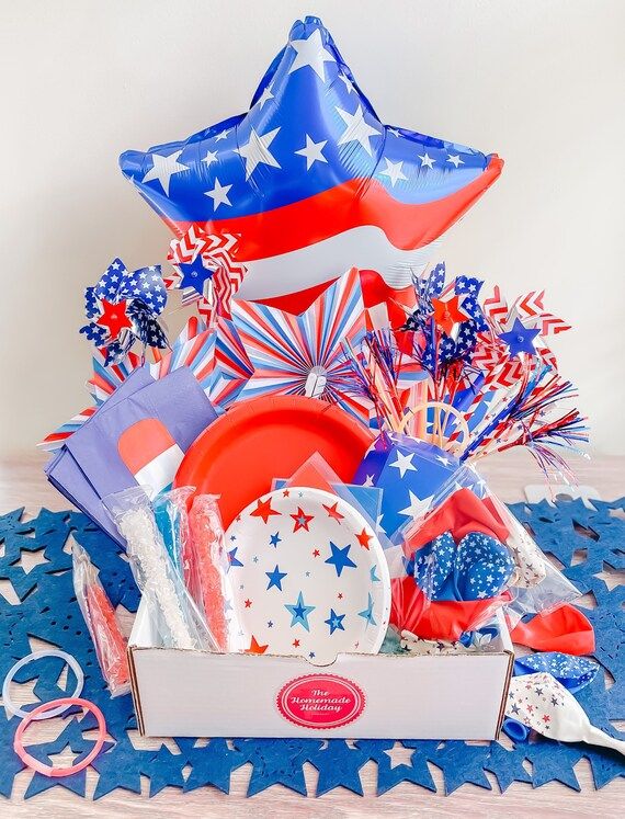 4th of July Party Box - Complete Party Kit with Tableware, Balloons, Decor, Activities, Games, Su... | Etsy (US)