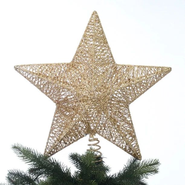 Holiday Time Warm White LED Gold Star Tree Topper, 15" - Walmart.com | Walmart (US)