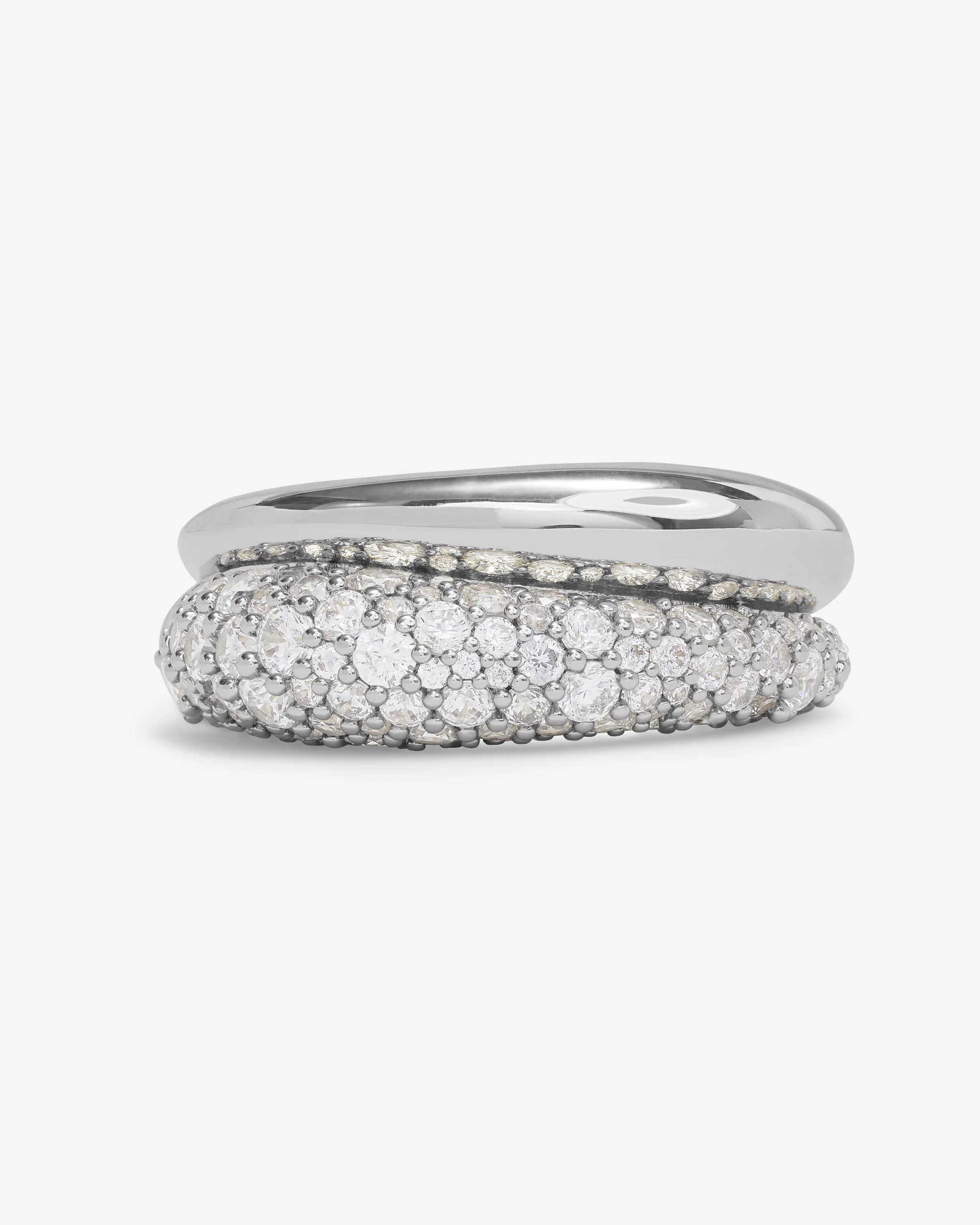 Norah Pavé Double Ring - Silver|White Diamondettes | Melinda Maria Jewelry