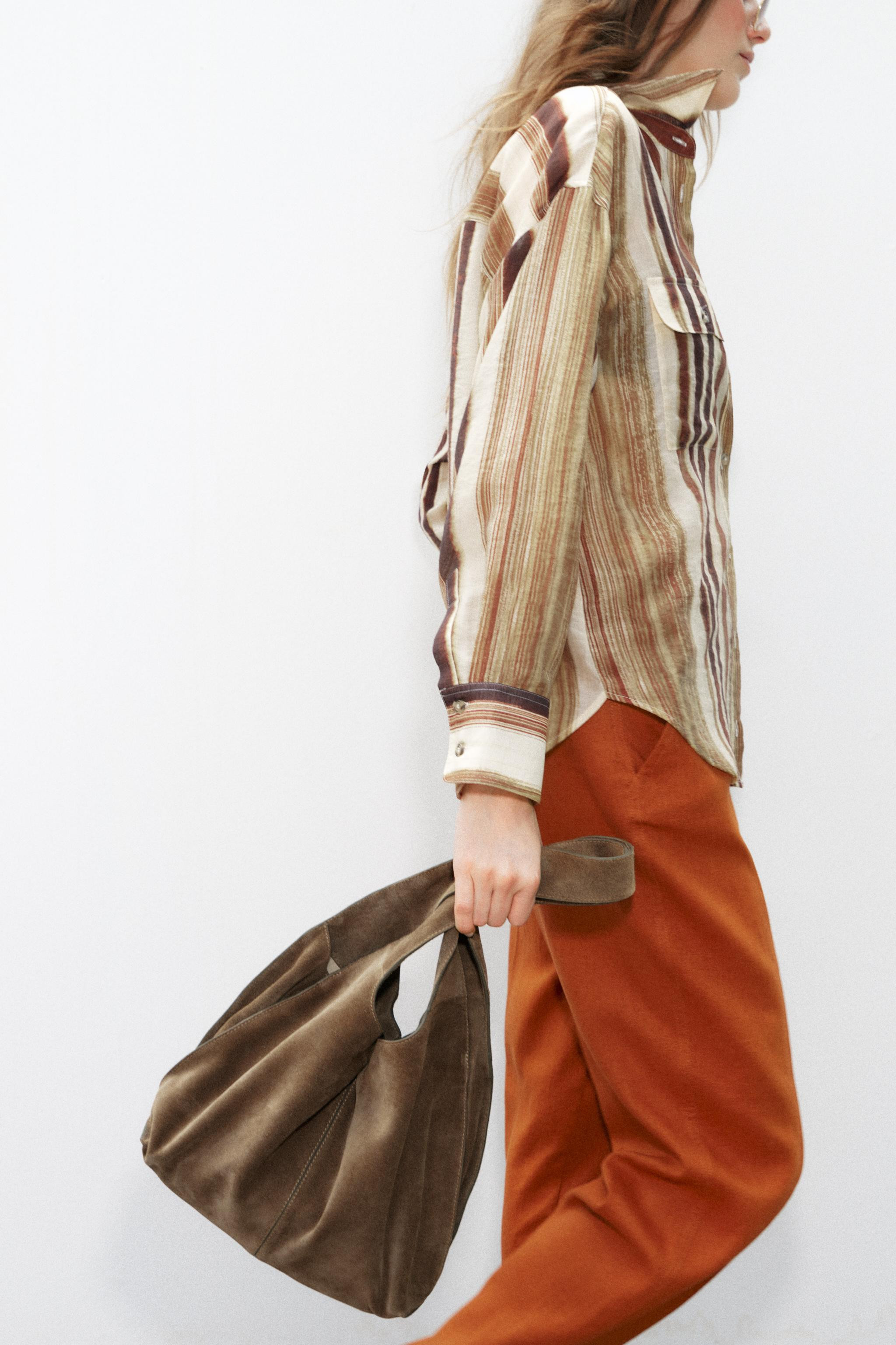 SPLIT LEATHER SHOULDER BAG | Zara US