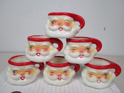 6 Vintage HOLT HOWARD Ceramic Winking Eye Mini Santa Face Mugs | eBay US
